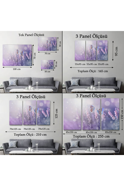 Dekoratif Kanvas Tablo-Lavanta Çiçeği ve Zarif Kelebekler Duvar Tablosu 3704
