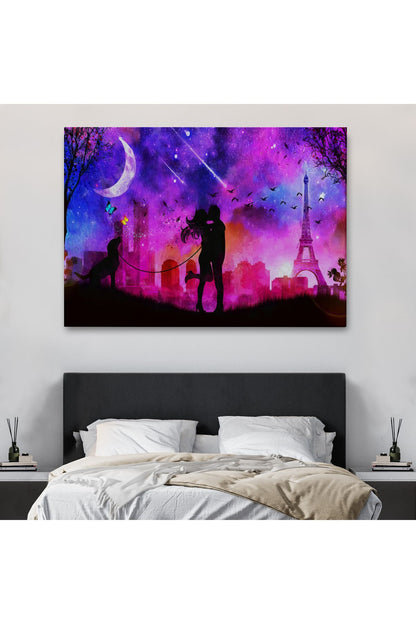 Eyfel Kulesi Önünde Öpüşen Çift Duvar Tablosu-1224