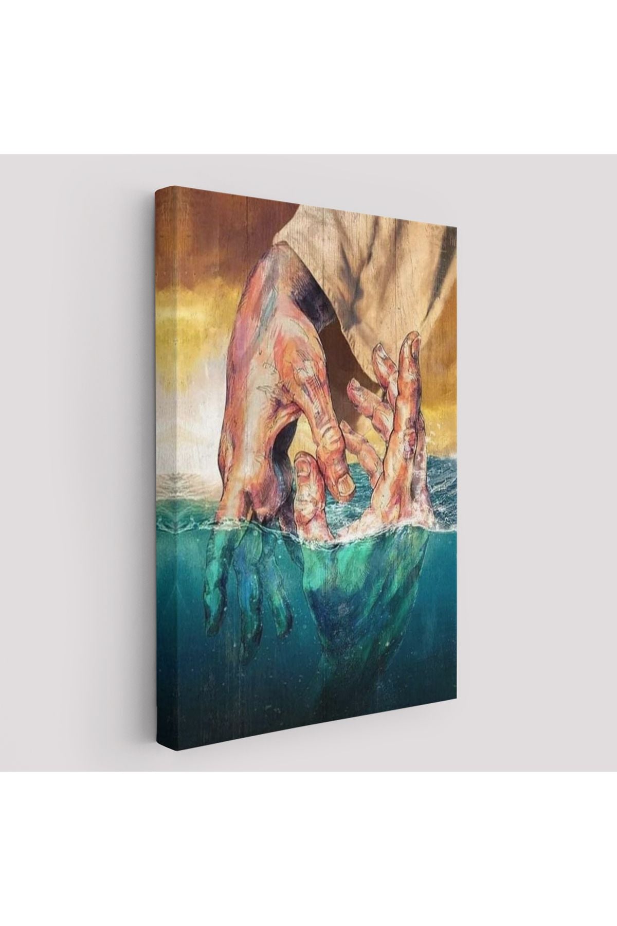 İsa'nın Yardımı Hrıstiyan Hediyesi Dekoratif Duvar Tablosu-6116