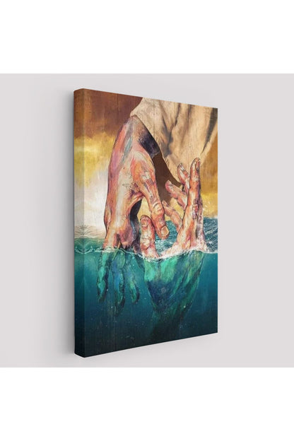 İsa'nın Yardımı Hrıstiyan Hediyesi Dekoratif Duvar Tablosu-6116