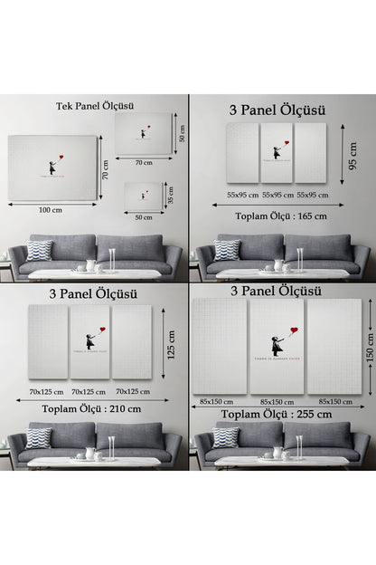 Her Zaman Umut Vardır Yazan Kanvas Tablo, Kırmızı Balonlu Kız ,Banksy Grafitti Sokak Sanatı-5135