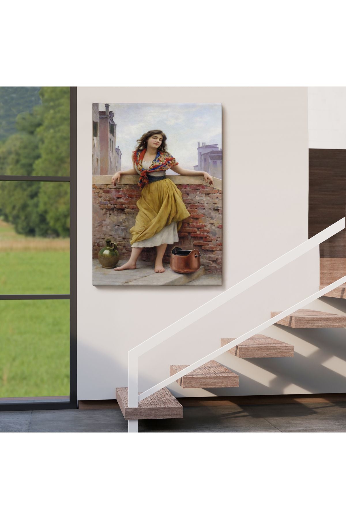 The Watercarrier Eugene de Blaas Su Taşıyan Kız Tablosu-6435