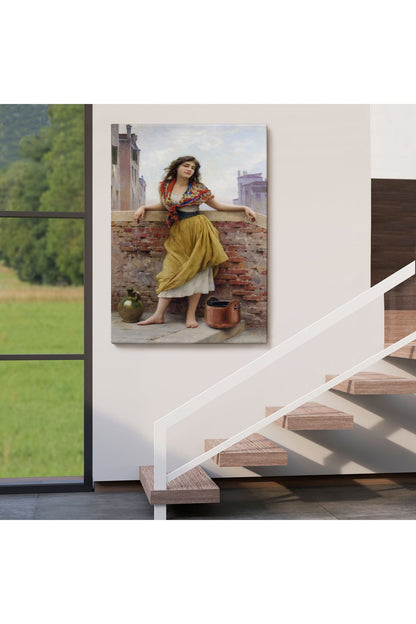 The Watercarrier Eugene de Blaas Su Taşıyan Kız Tablosu-6435