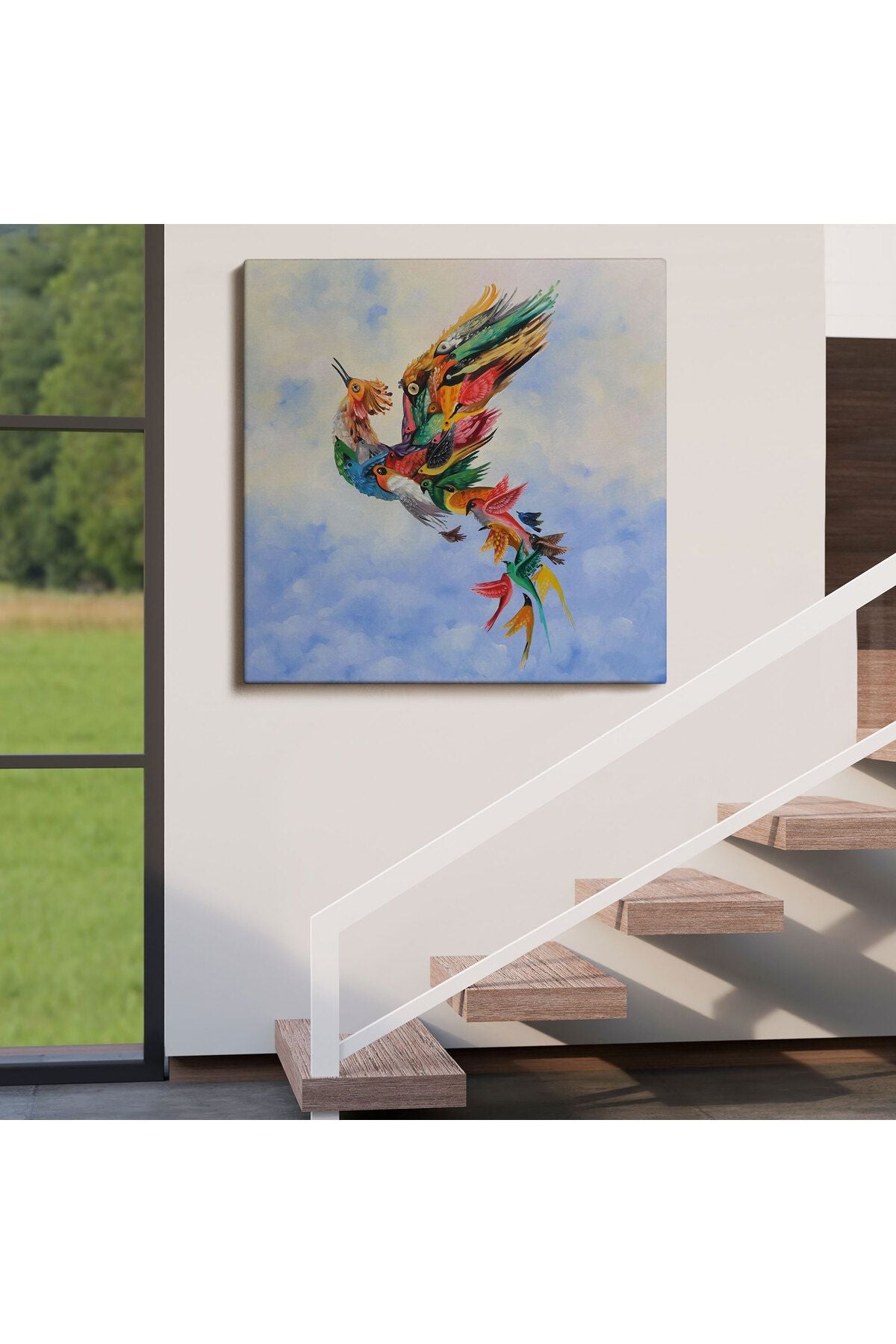 Renkli Simurg Kuşu Anka Kuşu Kanvas Tablo-5326