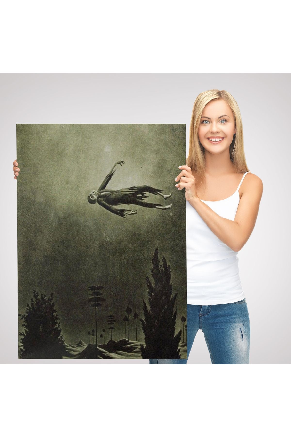 Franz Sedlacek Ağaçlar Üstündeki Hayalet Duvar Tablosu Witches Halloween -6381