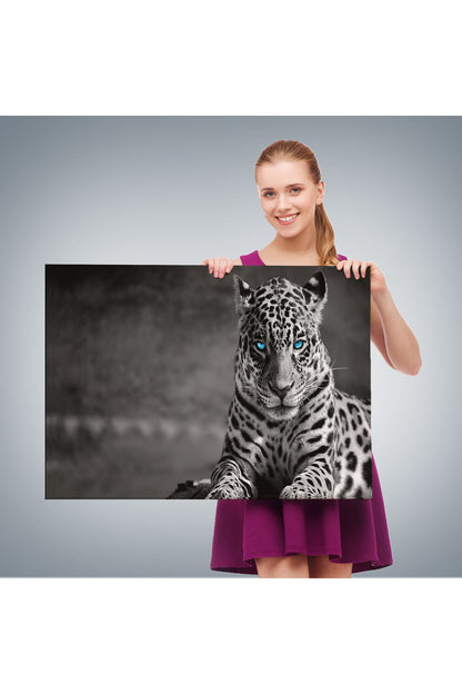 Mavi Gözlü Leopar Dekoratif Kanvas Tablo 1162