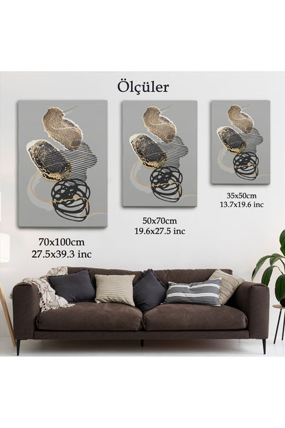 Geometrik Formda Mürekkep ve Alkol Elementli Kanvas Tablo-5180