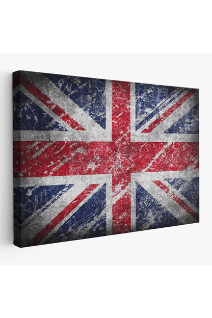 İngiltere Bayrağı Rustik Kanvas Tablo, Ev ve Ofis Dekoru-5392