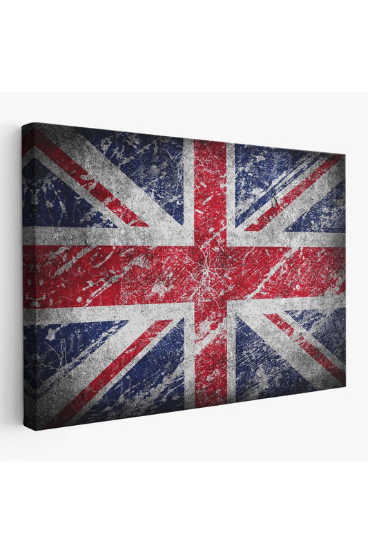 İngiltere Bayrağı Rustik Kanvas Tablo, Ev ve Ofis Dekoru-5392