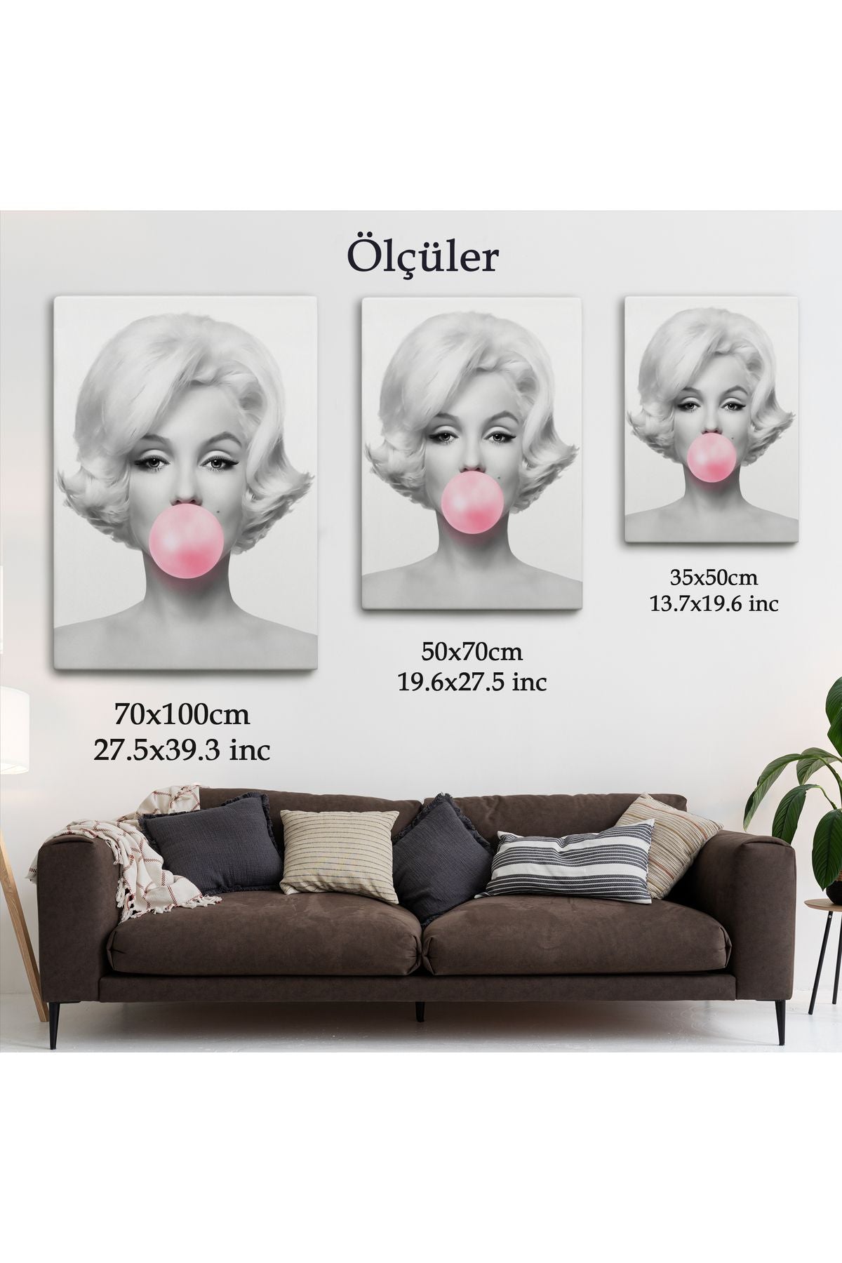 Marilyn Monroe Pembe Kabarcık Sakızlı Dekoratif Kanvas Tablo-5108-3