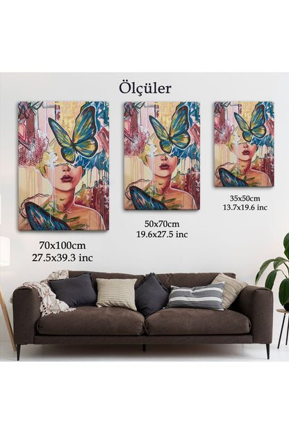 Renlki Sürreal Kadın Portresi Dekoratif Duvar Tablosu-6297