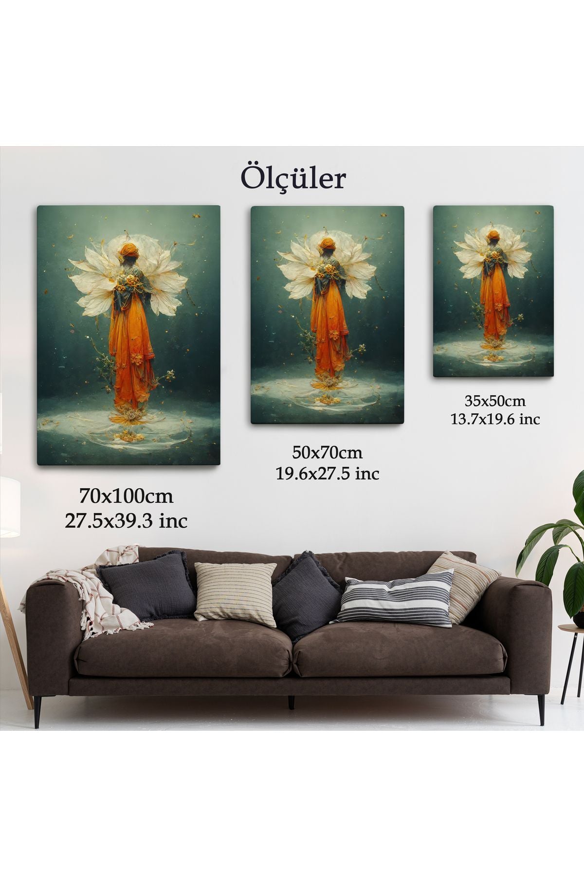 Turuncu Kıyafetli Sürreal Kadın Tablosu-6378