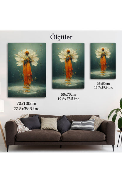 Turuncu Kıyafetli Sürreal Kadın Tablosu-6378