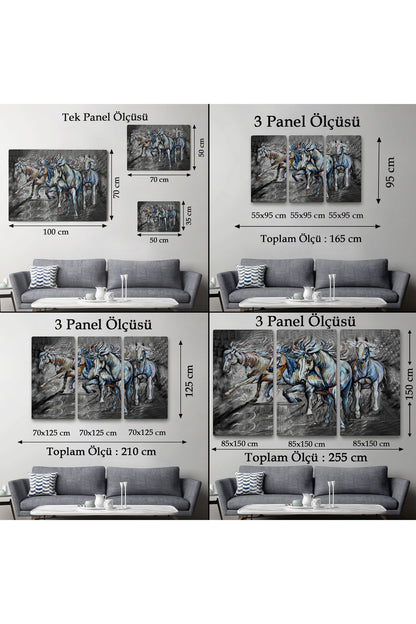 Koşan Atlar Dekoratif Duvar Tablosu-3468
