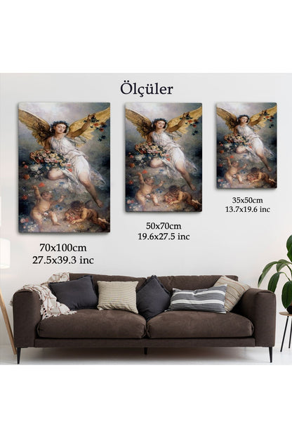 Küçük Melekler ve Annesi Duvar Tablosu-6395