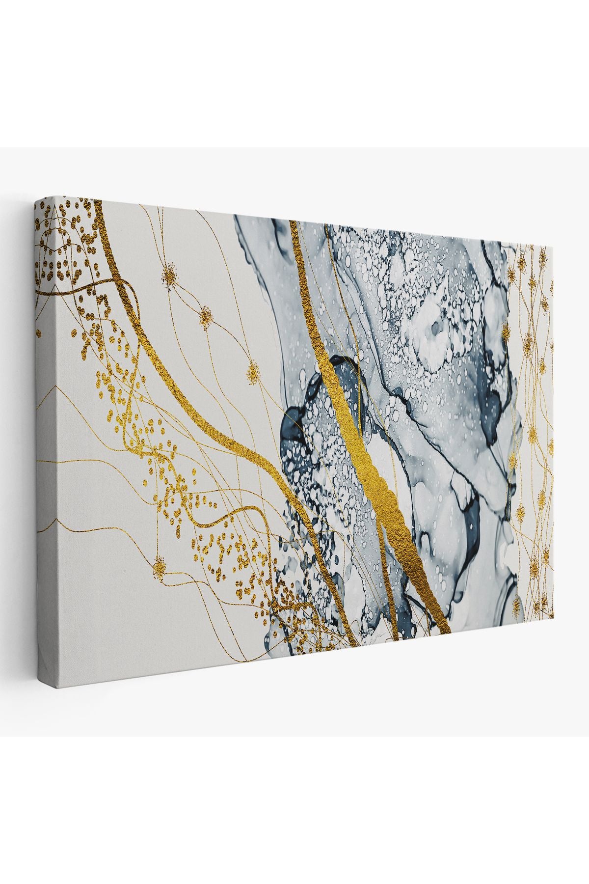 db01shp seri Mavi ve Altın Sarısı Renklerınde Soyut Modern Kanvas Tablo-5033
