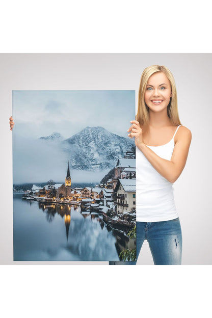 SZ KVS1-Dekoratif Duvar Tablosu-Hallstatt Manzarası Avusturya Kanvas Tablo 6028