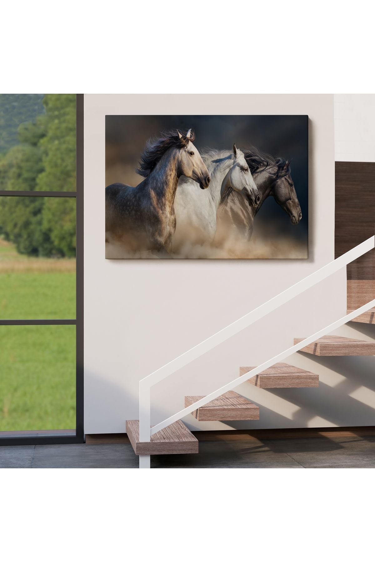 Koşan Atlar Dekoratif Kanvas Tablo -1129