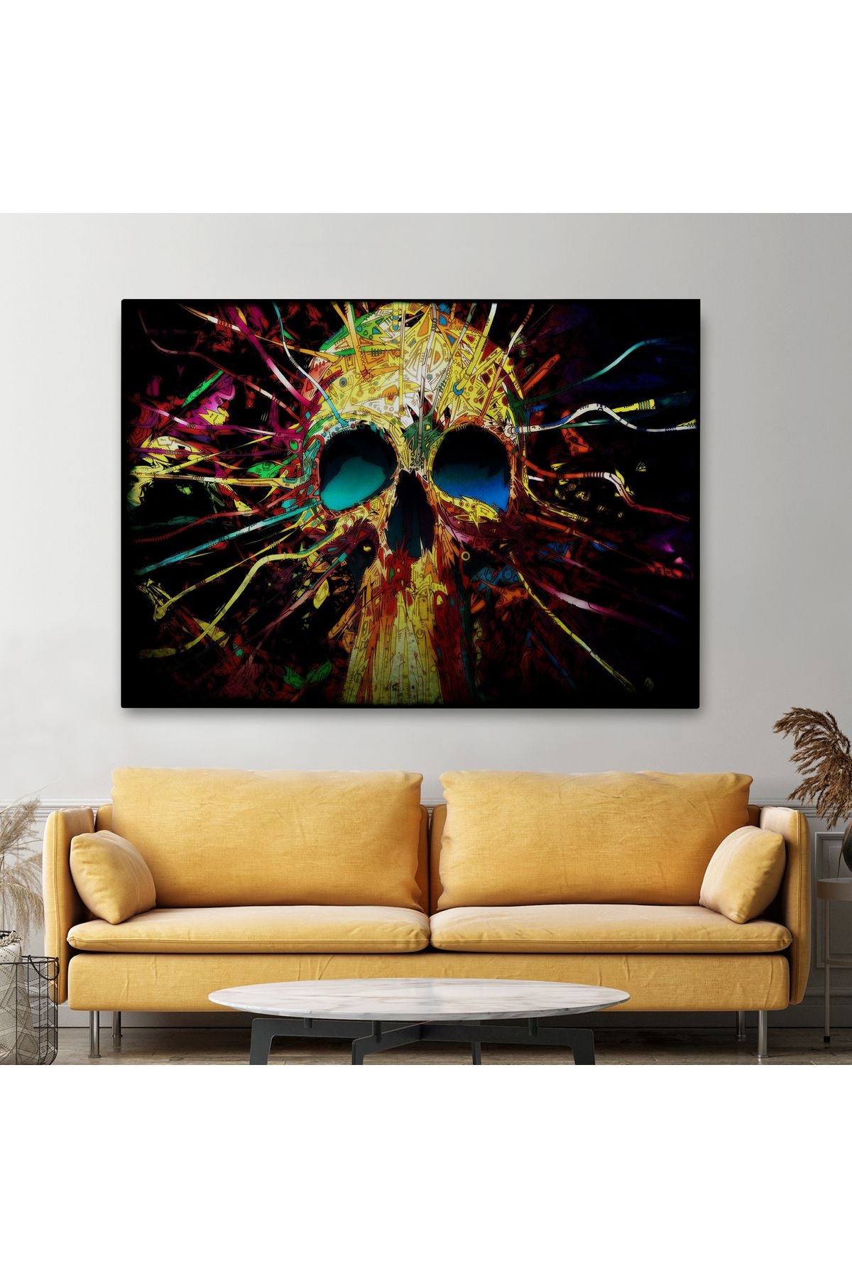 Kafatası Kanvas Tablo, Graffiti Duvar Sanatı, Kafatası, Graffiti Kafatası Sokak Sanatı-5382