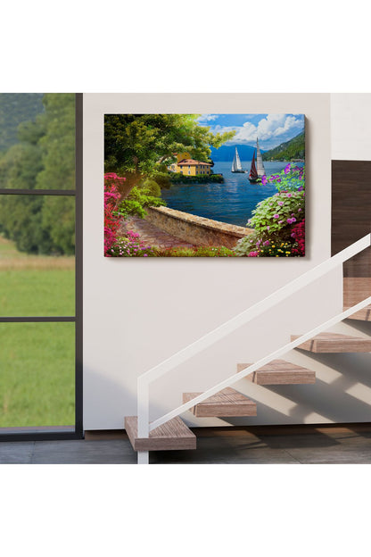 Denize Açılan Çiçekli Yol Duvar Tablosu-3606