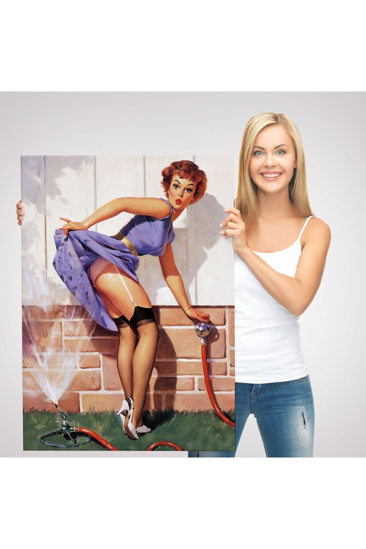 Tshp seri001 Bahçedeki Sexi Kadın Dekoratif Duvar Tablosu-6454