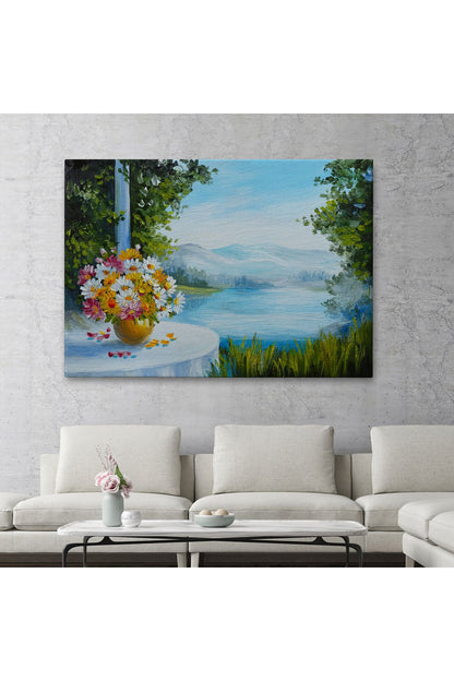 Yaz Deniz Manzarası Yağlıboya Görünüm Dekoratif Kanvas Duvar Tablosu-3498