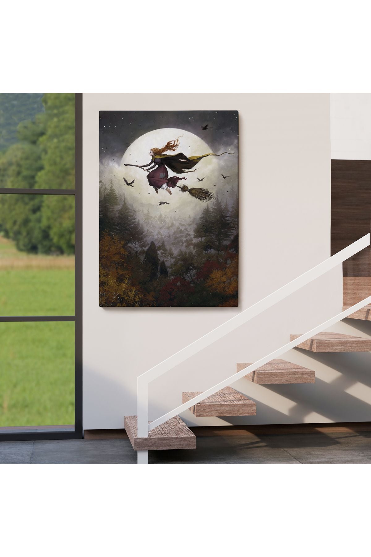 Süpürge ile Uçan Cadı, Cadılar Bayramı Hediyesi, Hallowen Tablo -6398