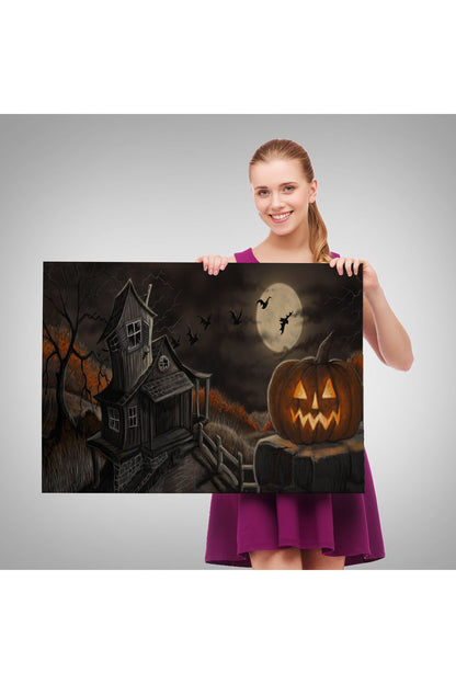 Perili Ev Cadılar Bayramı Dekoratif Duvar Tablosu-5196