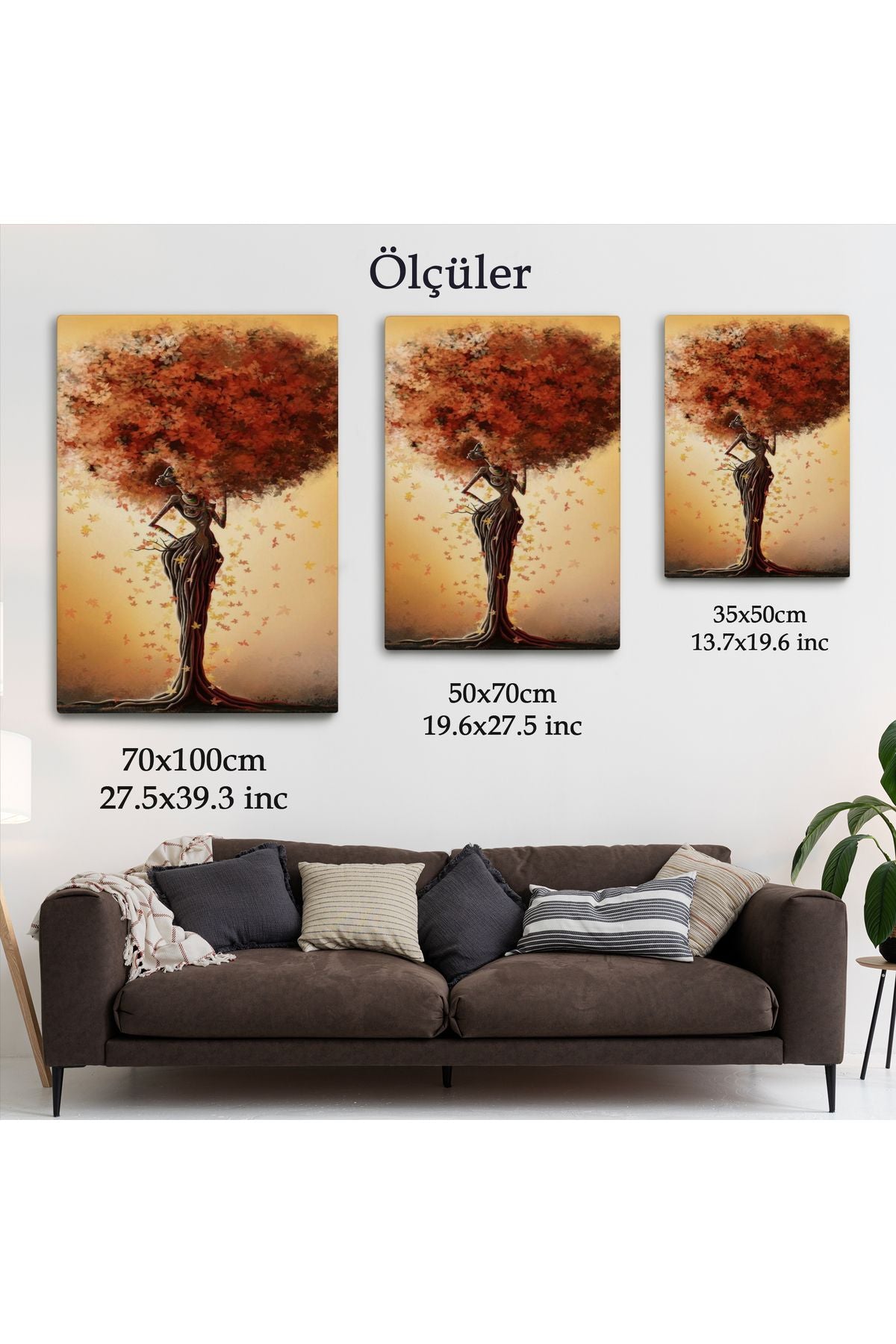 Dekoratif Duvar Tablosu-Afrikalı Ağaç Kadın ve Yaprak Saçları Kanvas Tablo 6313