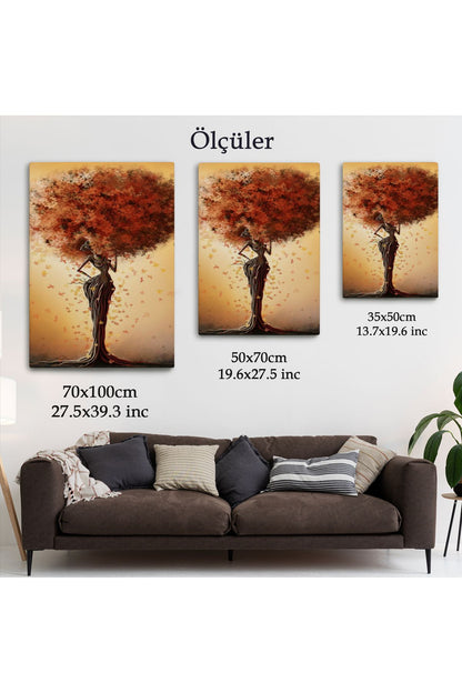 Dekoratif Duvar Tablosu-Afrikalı Ağaç Kadın ve Yaprak Saçları Kanvas Tablo 6313
