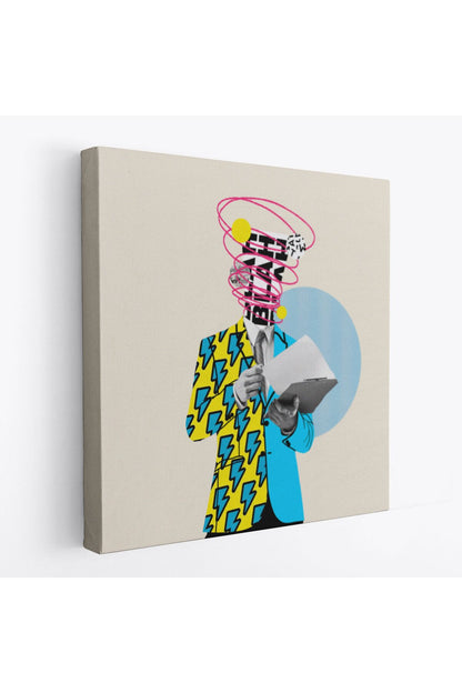 Çizgi Roman Kahramanı Kahvesini Yudumluyor Pop Art Kanvas Tablo-5800