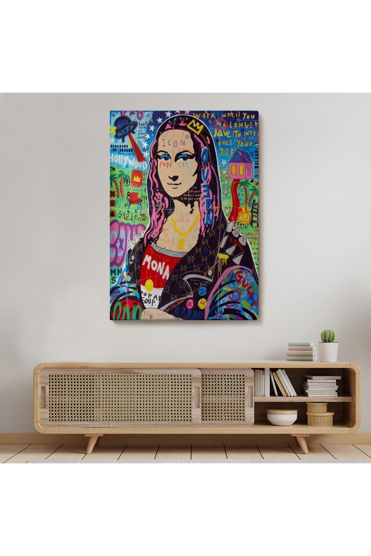 Banksy Renkli Mona Lisa Kanvas Tablo, Pop Art, Sokak Sanatı, Kanvas Tablo-5305