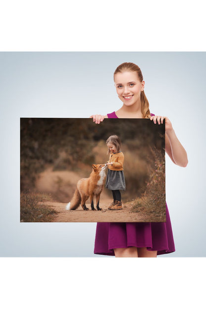 HG Küçük Kız ve Tilki Dekoratif Kanvas Tablo 1147