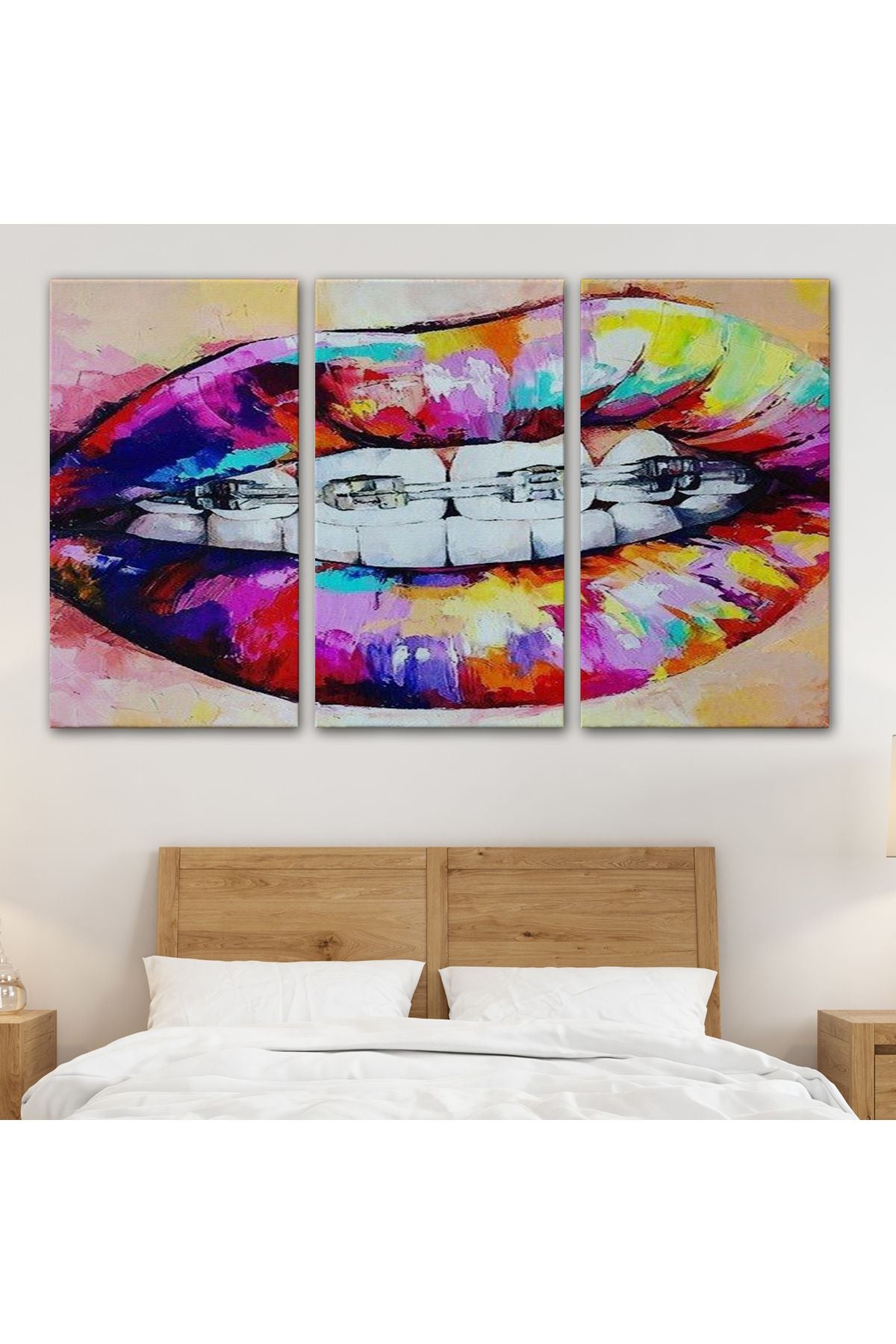 MLT Brnd product092 Diş Teli ve Renkli Dudaklar Graffti Tablosu-6651