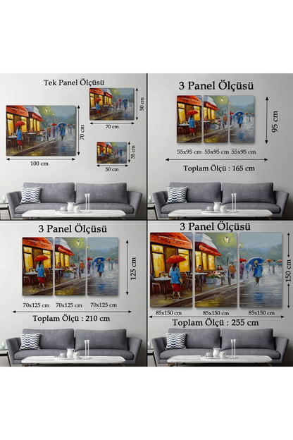 Yağmurlu Bir Gün Yağlıboya Görünüm Dekoratif Kanvas Duvar Tablosu-3669