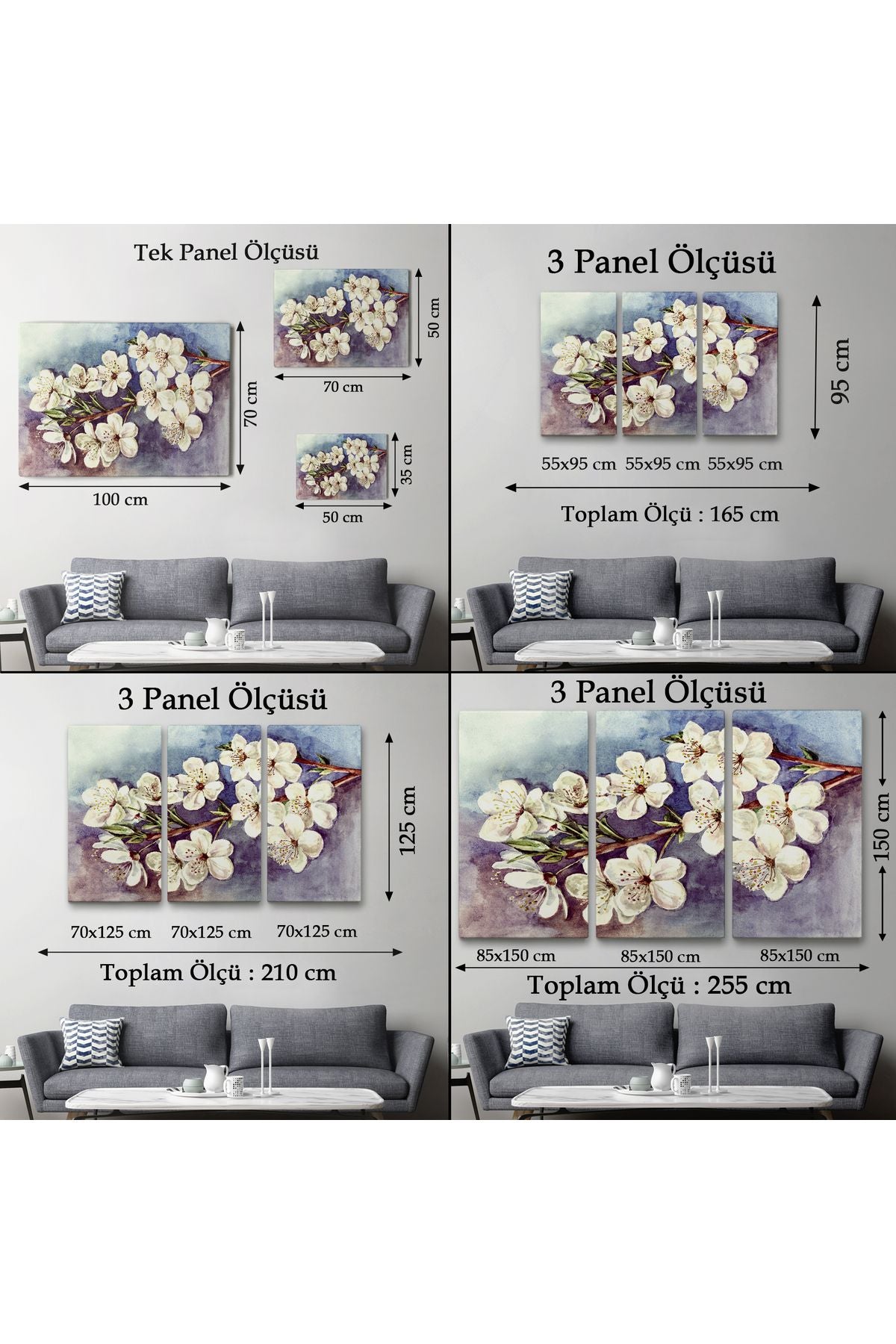 Beyaz Erik Çiçekleri Duvar Tablosu-1234