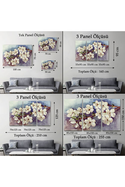 Beyaz Erik Çiçekleri Duvar Tablosu-1234