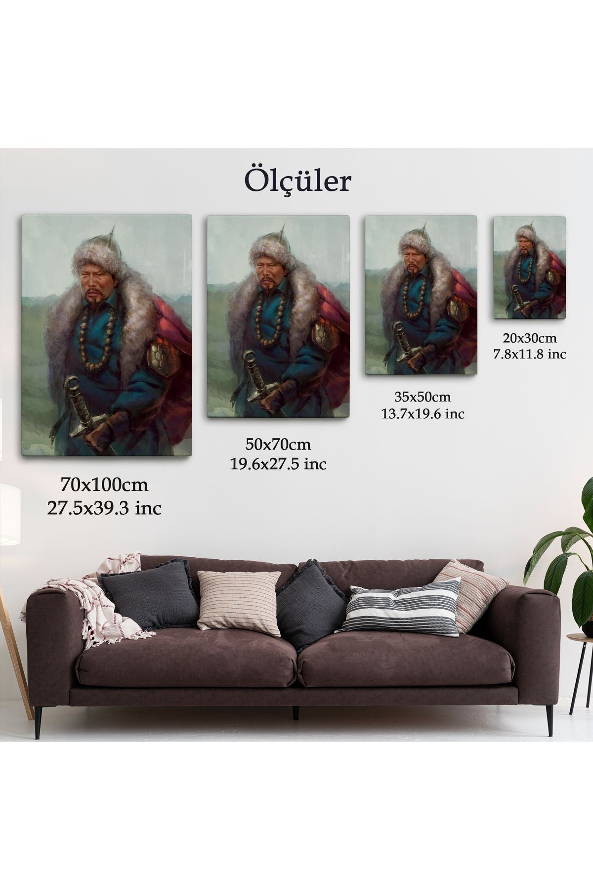 Cengiz Han Moğol Ordular Komutanı Yağlıboya Dekoratif Kanvas Tablo-5965