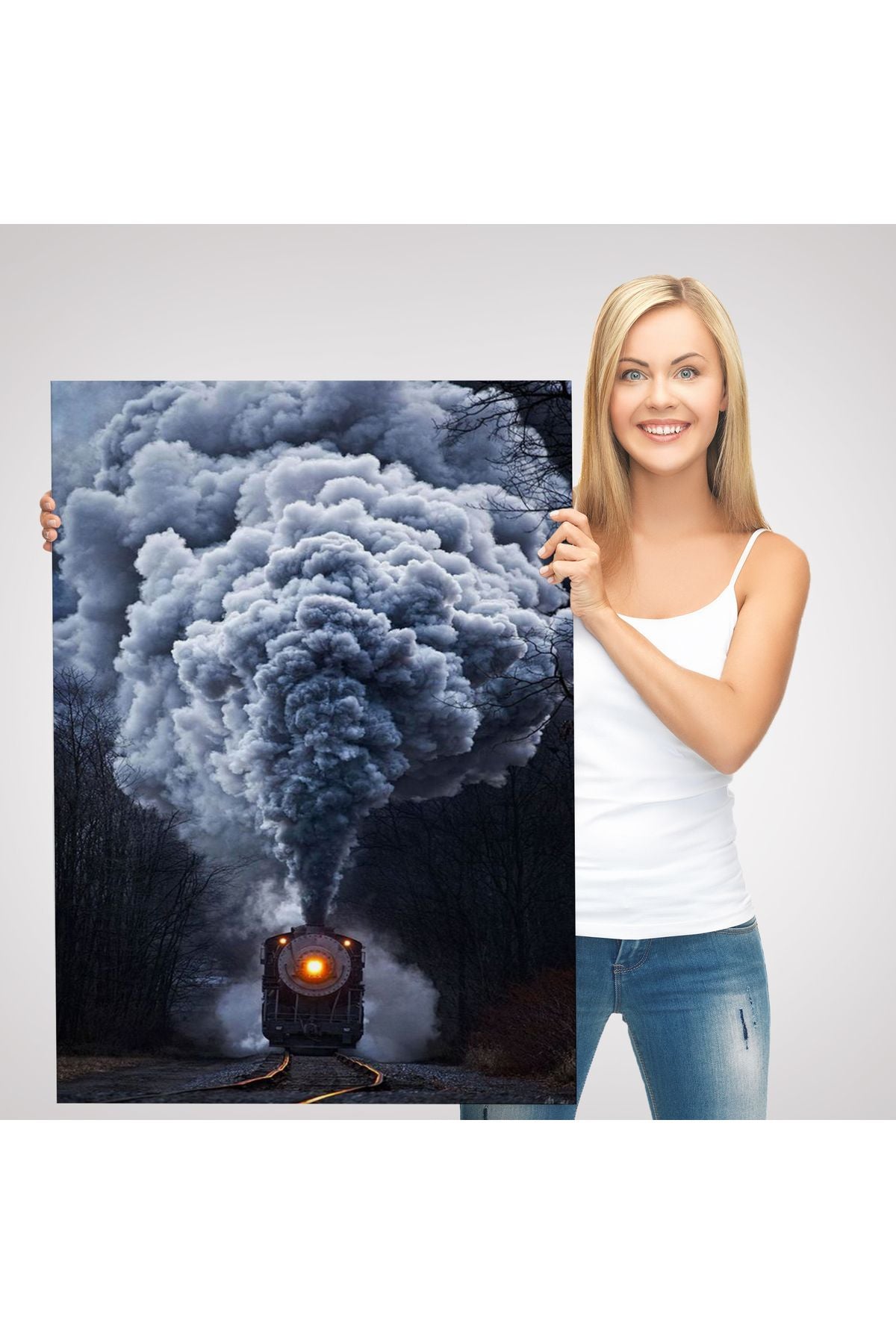 Gri Dumanı ile Kara Tren Tablosu-6015