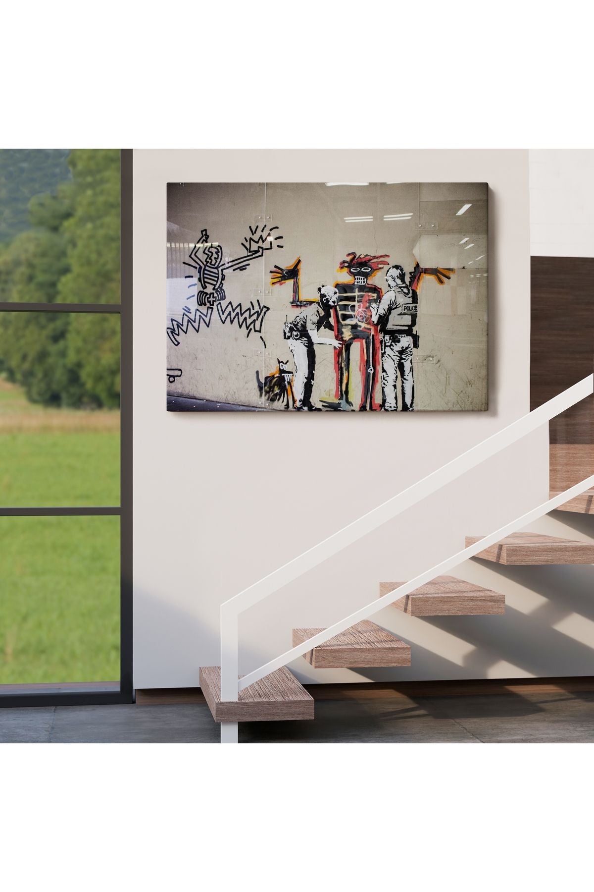 Bansky Grafitiyi Arayan Polisler Kanvas Tablo-5018