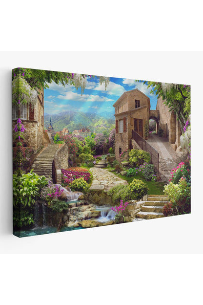 Avrupa Ev Manzarası Dekoratif Kanvas Duvar Tablosu-3734