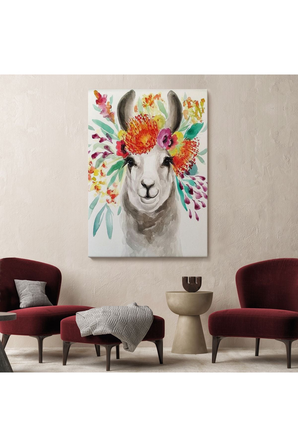 Bahar Laması Suluboya Görünümlü Duvar Tablosu-6348