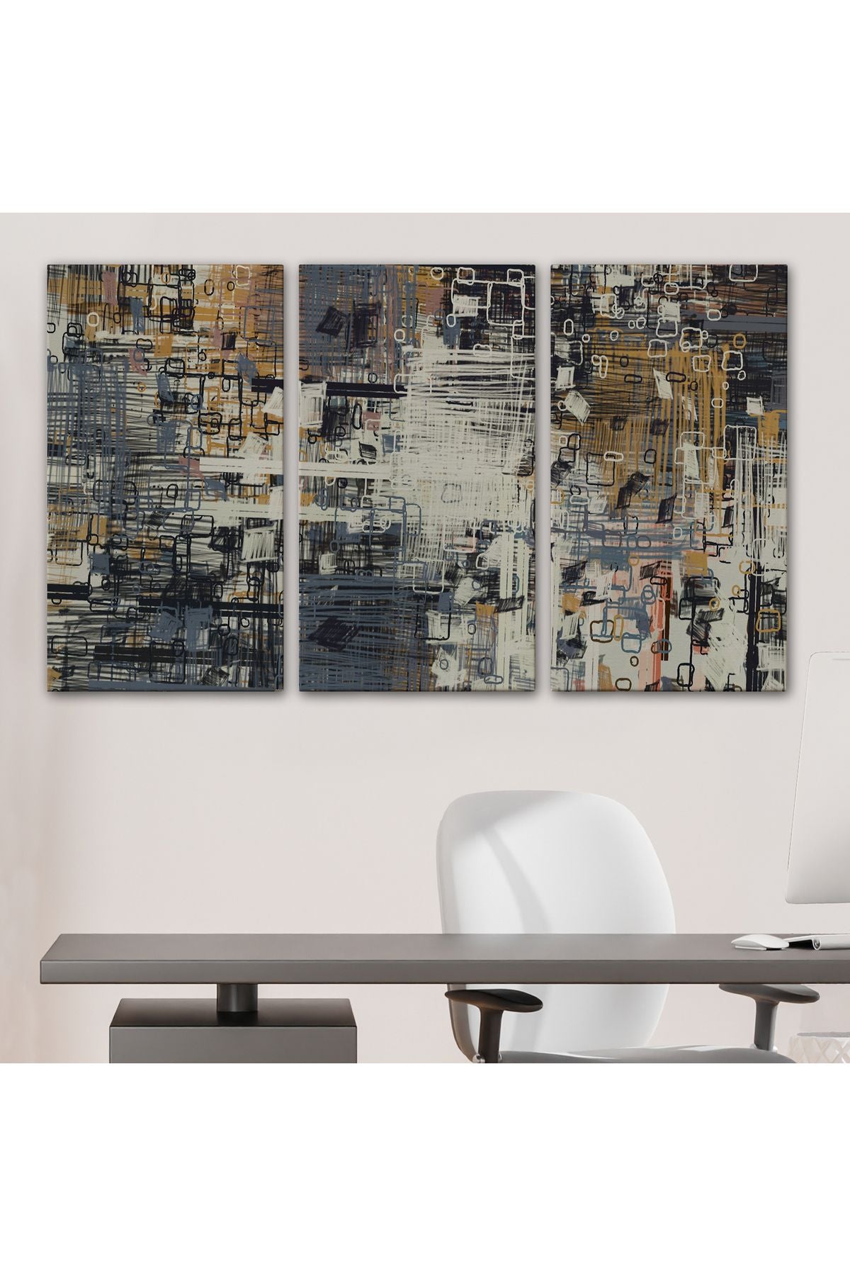 Soyut Geometrik Dekoratif Kanvas Duvar Tablosu-3658
