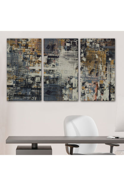 Soyut Geometrik Dekoratif Kanvas Duvar Tablosu-3658