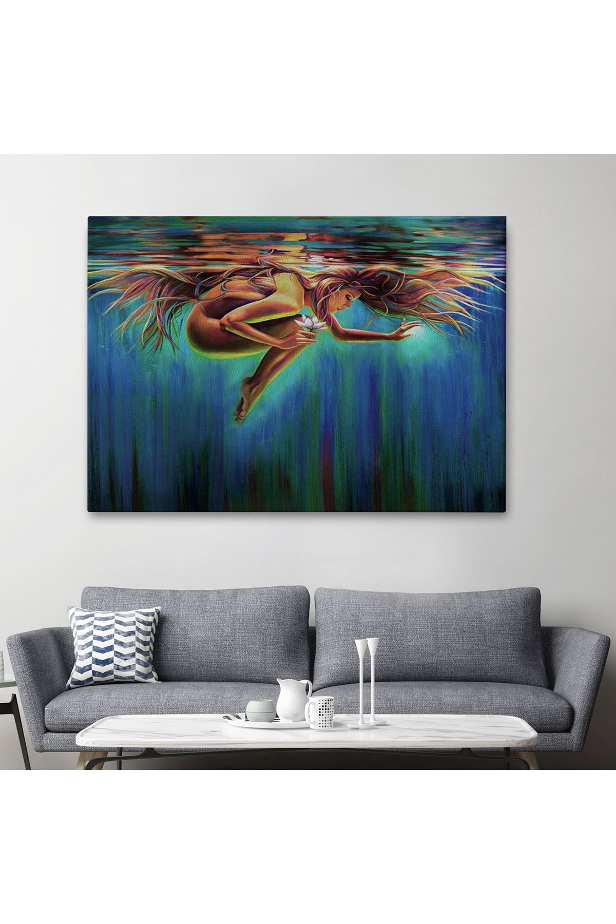 YB Su Altındaki Kadın Dekoratif Duvar Tablosu-6653