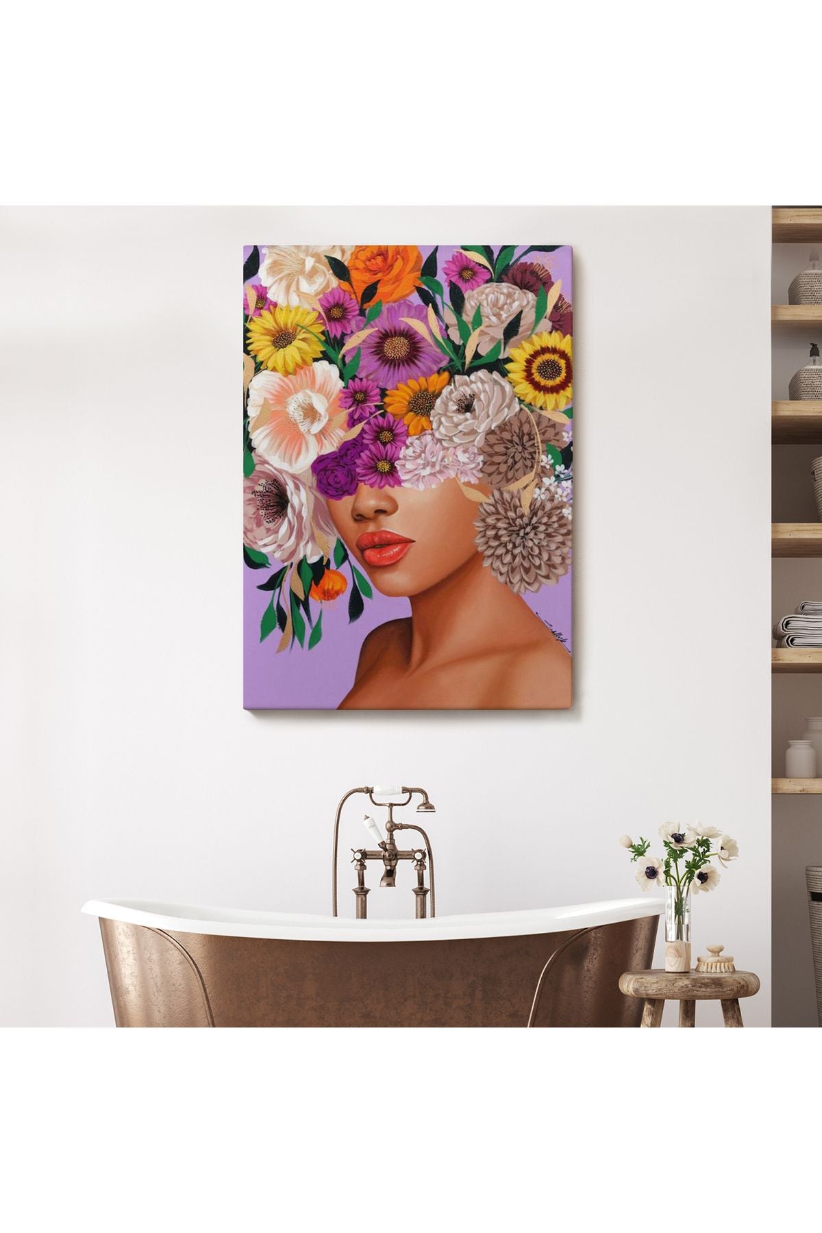 arg001 seri Çiçek Kafalı Kız Çocuğu Dekoratif Duvar Tablosu-6190