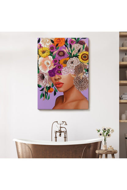arg001 seri Çiçek Kafalı Kız Çocuğu Dekoratif Duvar Tablosu-6190