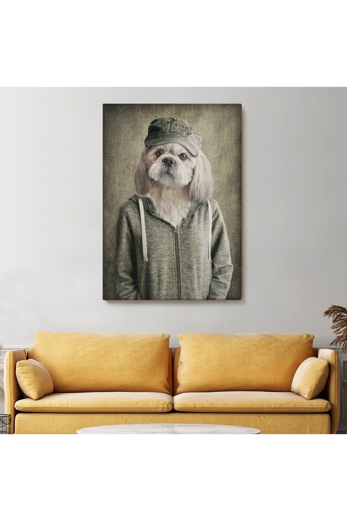 Köpek Kafalı İnsan Kanvas Tablo-4994