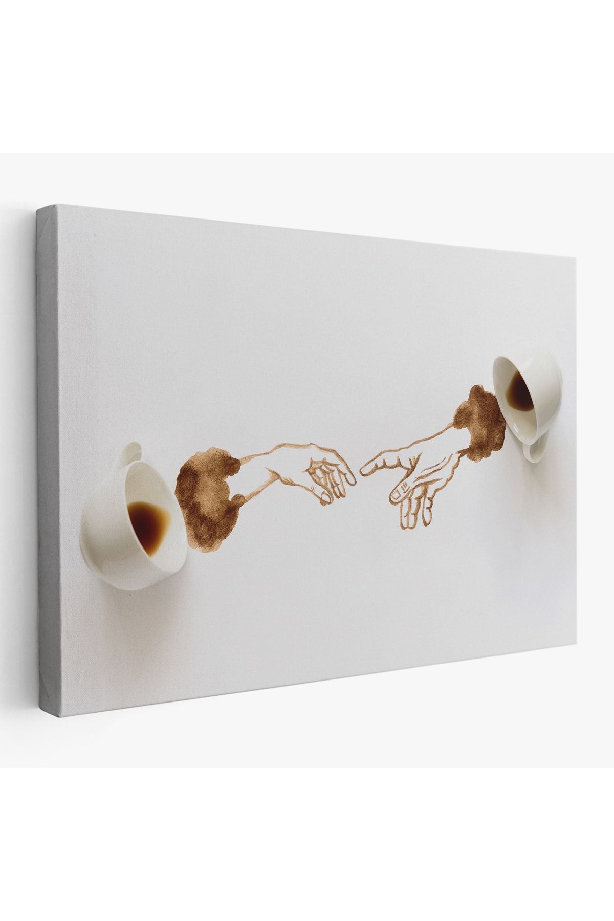 El Ele Espresso Fincanları Dekoratif Kanvas Duvar Tablosu-3639