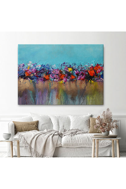 Renkli Akrilik Boyaların Akma Anı Kanvas Tablosu-5048